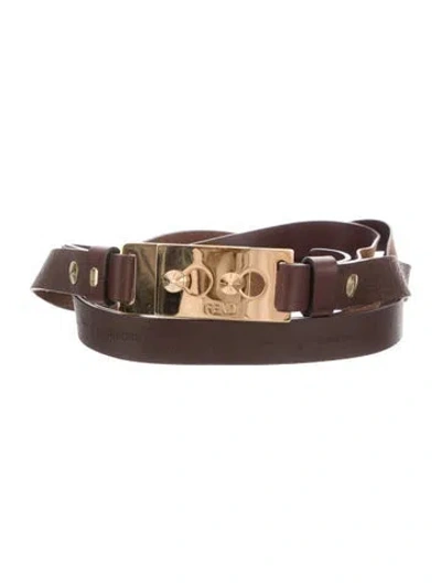 Pre-owned Fendi Skinny Leather Belt In Brown