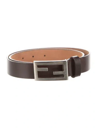 Pre-owned Fendi Skinny Leather Belt In Brown