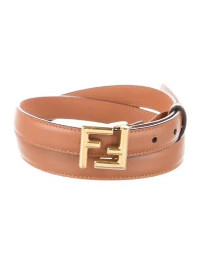 Pre-owned Fendi Skinny Leather Belt In Brown