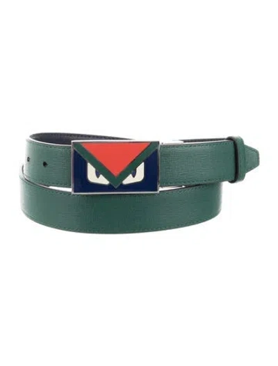 Pre-owned Fendi Skinny Leather Belt In Green
