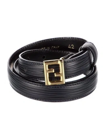 Pre-owned Fendi Skinny Leather Belt Kit In Black