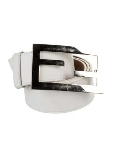 Pre-owned Fendi Skinny Leather Belt Kit In White
