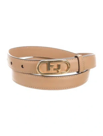 Pre-owned Fendi Skinny Leather Belt In Neutral