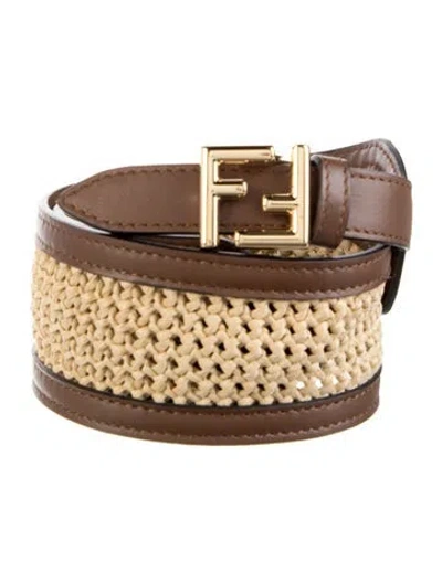 Pre-owned Fendi Skinny Leather Belt In Neutral