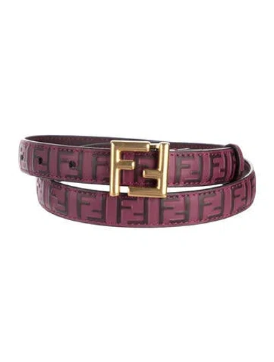 Pre-owned Fendi Skinny Leather Belt W/ Tags In Pink