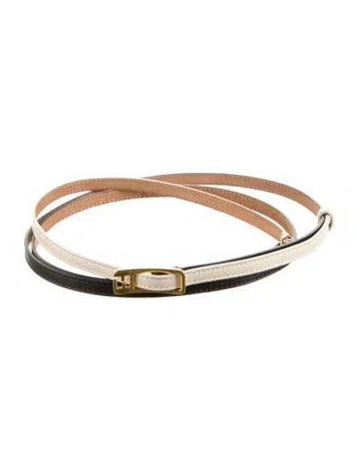 Pre-owned Fendi Skinny Leather Waist Belt In Black