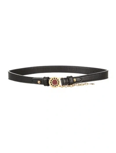Pre-owned Fendi Skinny Leather Waist Belt In Black