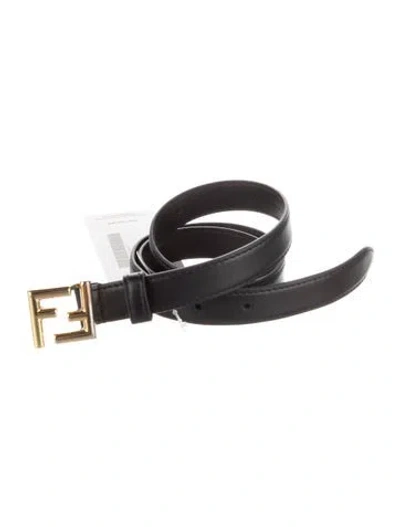 Pre-owned Fendi Skinny Leather Waist Belt In Black