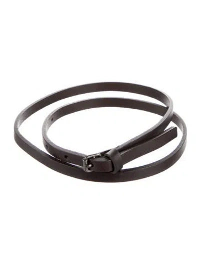 Pre-owned Fendi Skinny Leather Waist Belt In Brown
