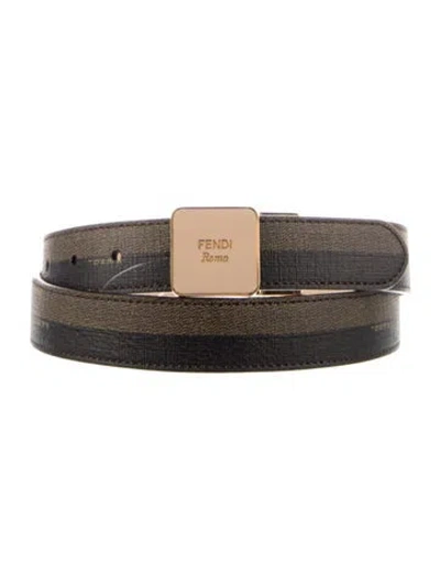 Pre-owned Fendi Skinny Leather Waist Belt In Brown