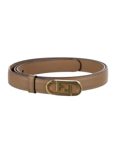 Pre-owned Fendi Skinny Leather Waist Belt In Brown