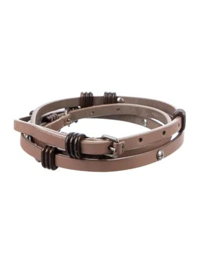 Pre-owned Fendi Skinny Leather Waist Belt In Neutrals