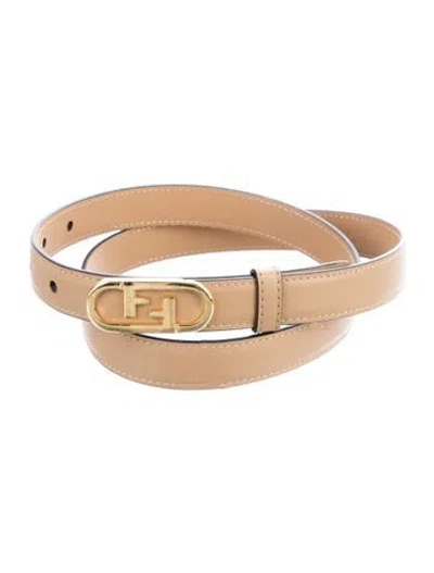 Pre-owned Fendi Skinny Leather Waist Belt In Neutrals