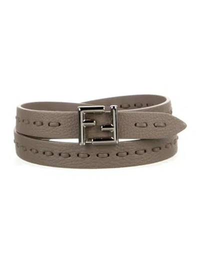 Pre-owned Fendi Skinny Leather Waist Belt In Neutrals