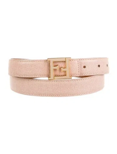 Pre-owned Fendi Skinny Leather Waist Belt In Pink