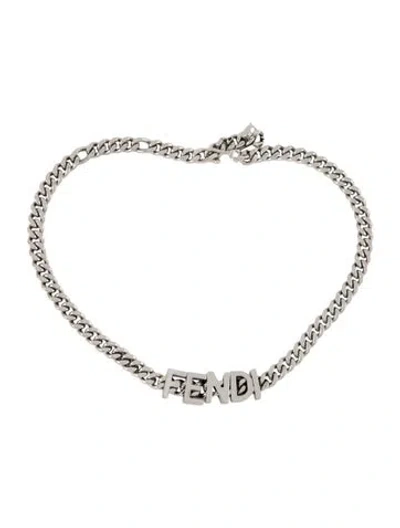 Pre-owned Fendi Skinny Metal Waist Belt W/ Tags In Silver