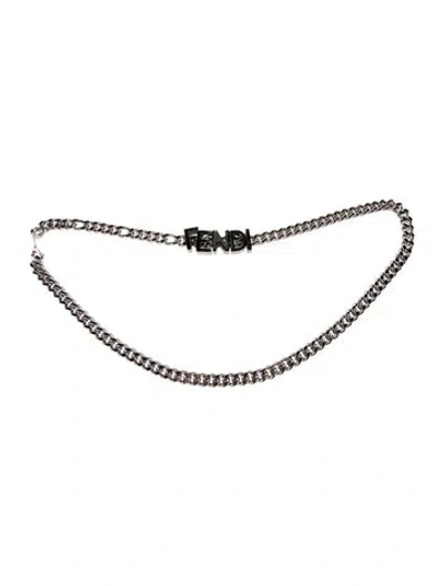 Pre-owned Fendi Skinny Metal Waist Belt W/ Tags In Silver
