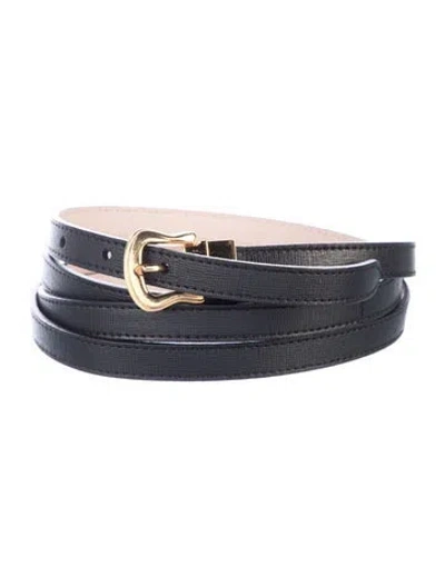 Pre-owned Fendi Skinny Saffiano Leather Belt Kit In Pink