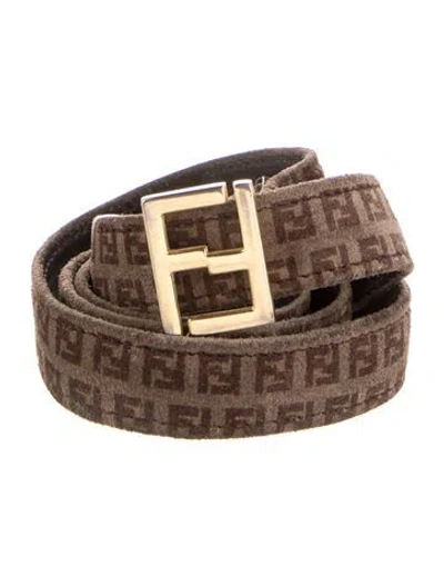 Pre-owned Fendi Skinny Suede Belt In Brown