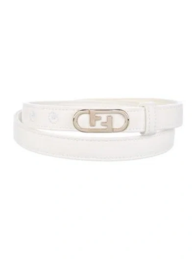 Pre-owned Fendi Skinny Suede Waist Belt In White