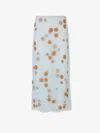 Fendi Sheer Tulle Midi Skirt With Metallic Embroidery In Blue