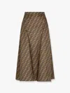 Fendi High Waisted Skirt In Twill Print Ff Clothing In Brown