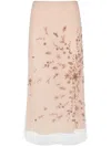 Fendi Floral Embellished Midi Tulle Skirt In Nude
