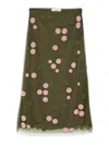 Fendi Sheer Overlay Embroidered Tulle Skirt In Dark Green