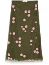 Fendi Sheer Overlay Embroidered Tulle Skirt In Green