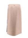 Fendi Linen Skirt With Side Zip And Slit In Rose Cookie