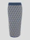 Fendi High-waisted Knit Knee-length Skirt With All-over Pattern