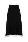 Fendi A-line Skirt With Contrasting Hem And Tie Detail In Black