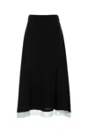 Fendi A-line Skirt With Contrasting Hem And Tie Detail In Black