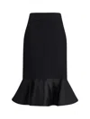 Fendi High-waisted Midi Skirt In Grain De Poudre Wool In Black
