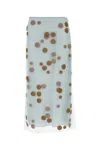 Fendi Sheer Tulle Midi Skirt With Metallic Embroidery In Blue