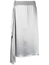 Fendi Asymmetrical Grey Skirt With Draped Detail In Metallic