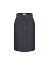 Fendi Flared Midi Denim Skirt With All-over Quilted Ff Motif Clothing In Blue