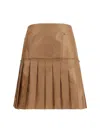 Fendi Pleated Silk Taffeta Mini Skirt In Brown