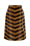 Fendi Chevron Pattern High Waist Leather Skirt In Brown