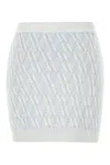 Fendi Ff Jacquard Wool Cashmere Mini Skirt In Clear Blue