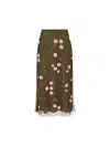 Fendi Sheer Overlay Embroidered Tulle Skirt In Green