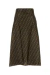 Fendi Women Embroidered Silk Skirt In Green