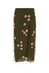Fendi Sheer Overlay Embroidered Tulle Skirt In Green