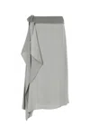 Fendi Satin Draped Midi Skirt In Grey