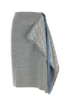 Fendi Wool Blend Skirt With Asymmetric Hem And Elasticated Waistband In Grey