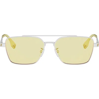 Fendi Sky 57mm Rectangular Sunglasses In White