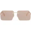 Fendi ' Sky 59mm Geometric Sunglasses In Gold/bordeaux Mirror