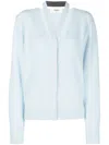 Fendi Asymmetric Wool And Silk Cardigan In Sky Blue
