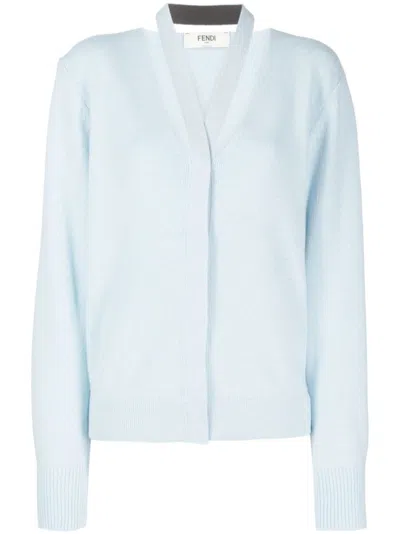 FENDI SKY BLUE SKY BLUE CASHMERE CARDIGAN
