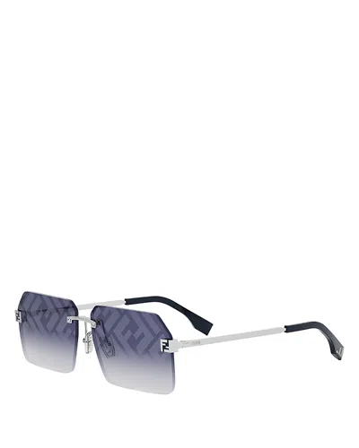 Fendi Sky Geometric Sunglasses, 59mm In Shiny Palladium/blue